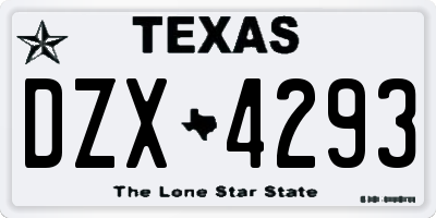 TX license plate DZX4293