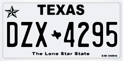 TX license plate DZX4295