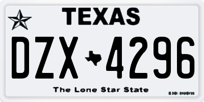 TX license plate DZX4296