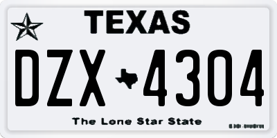 TX license plate DZX4304