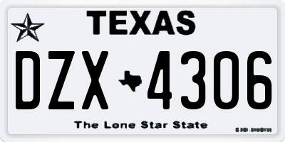 TX license plate DZX4306