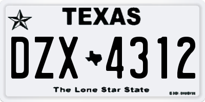 TX license plate DZX4312
