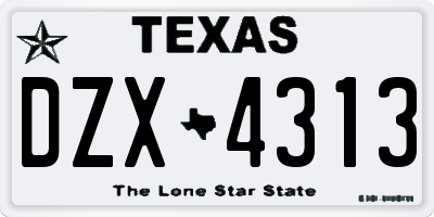 TX license plate DZX4313