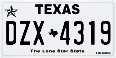 TX license plate DZX4319