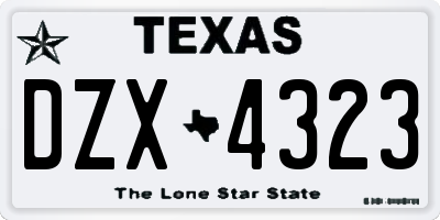 TX license plate DZX4323