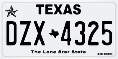 TX license plate DZX4325