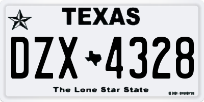 TX license plate DZX4328