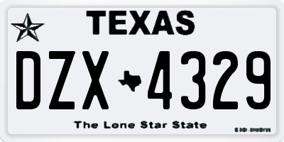 TX license plate DZX4329