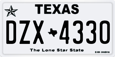 TX license plate DZX4330