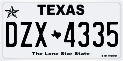 TX license plate DZX4335