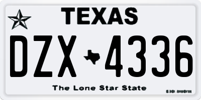 TX license plate DZX4336
