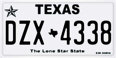 TX license plate DZX4338