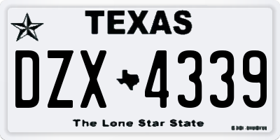 TX license plate DZX4339