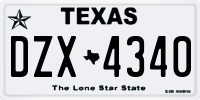 TX license plate DZX4340