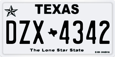 TX license plate DZX4342