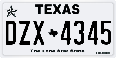 TX license plate DZX4345