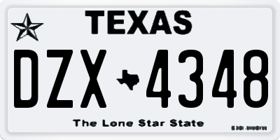 TX license plate DZX4348