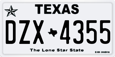 TX license plate DZX4355