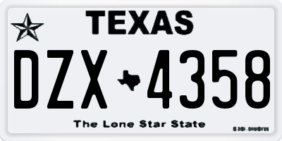 TX license plate DZX4358