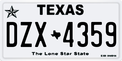 TX license plate DZX4359