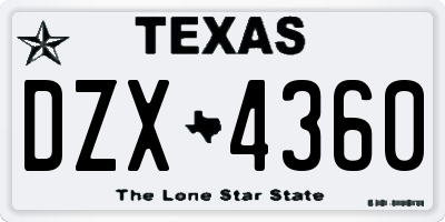 TX license plate DZX4360