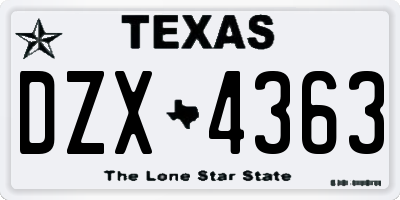 TX license plate DZX4363