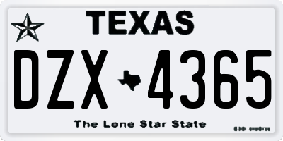 TX license plate DZX4365