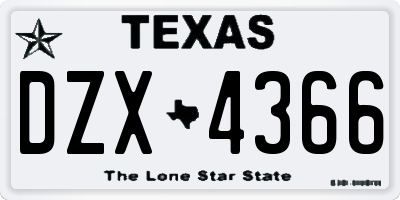 TX license plate DZX4366