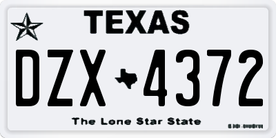 TX license plate DZX4372