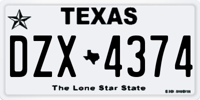 TX license plate DZX4374