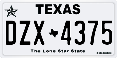 TX license plate DZX4375