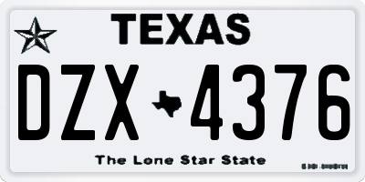 TX license plate DZX4376