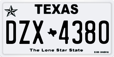 TX license plate DZX4380
