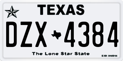 TX license plate DZX4384