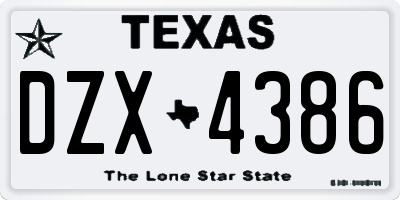 TX license plate DZX4386