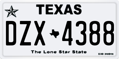 TX license plate DZX4388