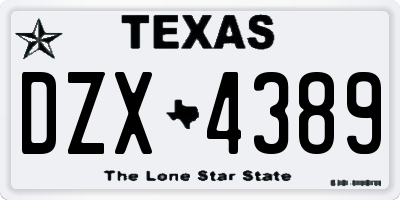 TX license plate DZX4389