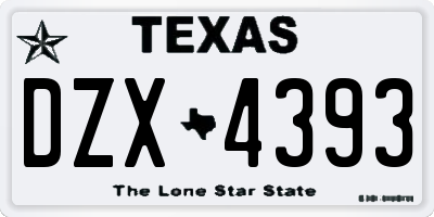 TX license plate DZX4393