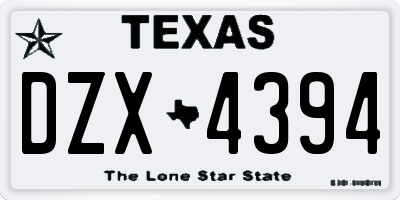 TX license plate DZX4394