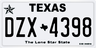 TX license plate DZX4398