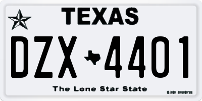 TX license plate DZX4401