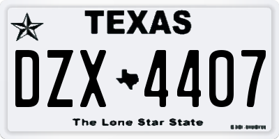 TX license plate DZX4407