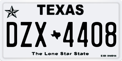 TX license plate DZX4408
