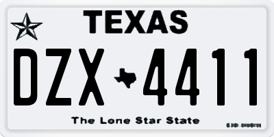 TX license plate DZX4411