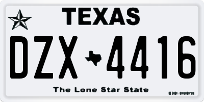 TX license plate DZX4416