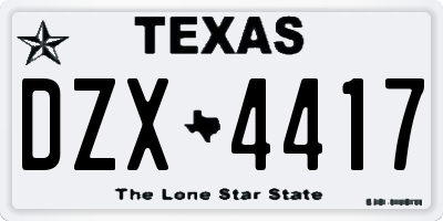 TX license plate DZX4417