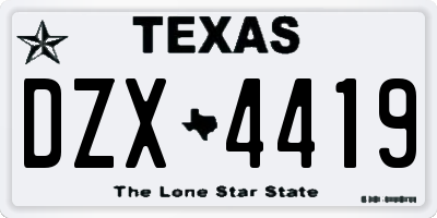 TX license plate DZX4419