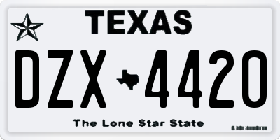 TX license plate DZX4420