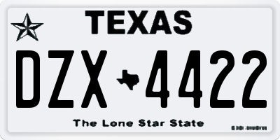 TX license plate DZX4422