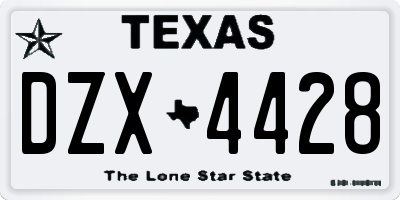 TX license plate DZX4428